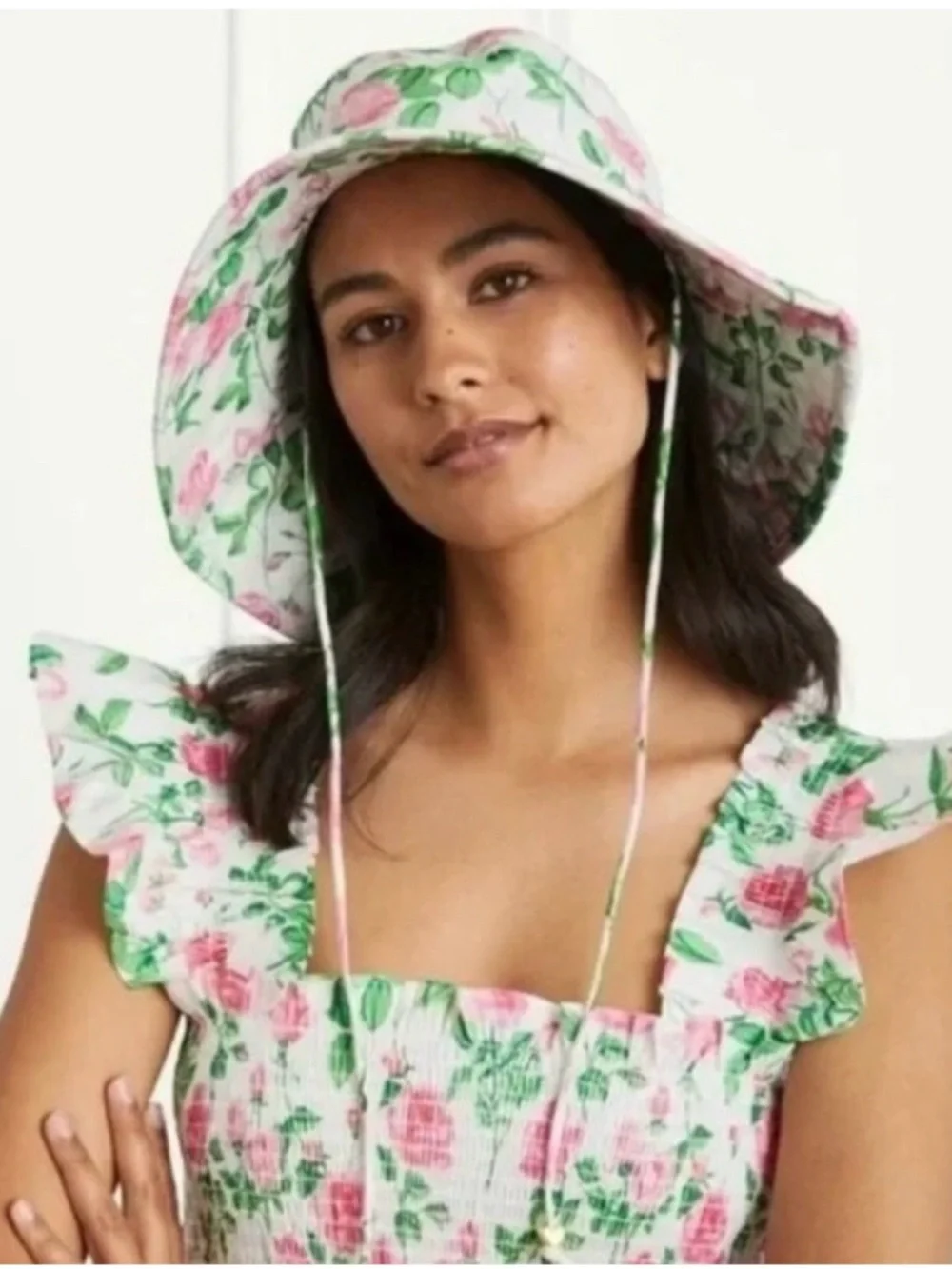 Hill House Women’s Bucket Hat Wide Brim Pink Lavender Cotton Printed One Size